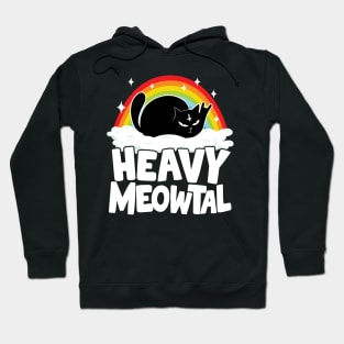 Heavy Meowtal Funny Cat Retro Rainbow Heavy Metal Cats Hoodie